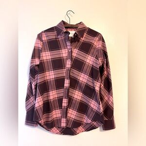 The Shirt by Rochelle Behrens Pink Purple Plaid Button Down Long Sleeve Small